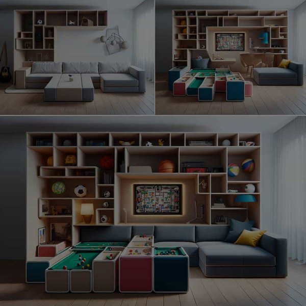 Quelle solution de canapé modulable pour un salon qui se transforme en salle de jeux?