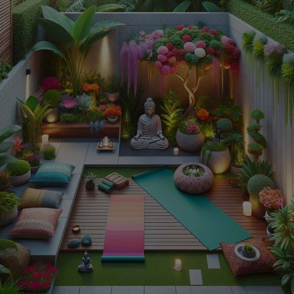 Comment créer un espace de méditation et de yoga à l'extérieur dans un petit jardin ?